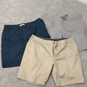 Express Men's Shorts - Navy, Gray, and Tan